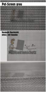 Insektenschutz Fliegengitter Gewebe Pet-Screen grau