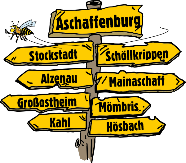 Schild Aschaffenburg Stockstadt Schöllkrippen Großostheim