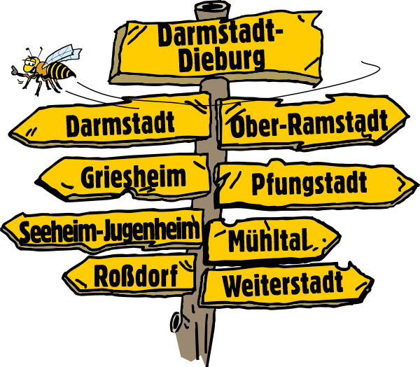 Schild Darmstadt Griesheim Ober Ramstadt Pfungstadt Seeheim Jugenheim Mühltal Roßdorf Weiterstadt