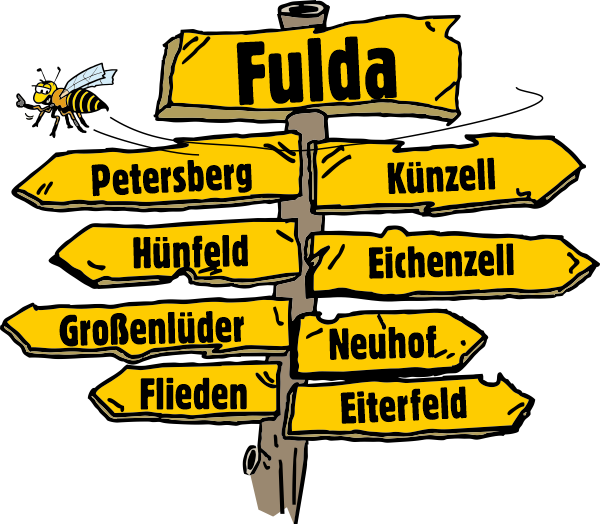 Schild Fulda Petersberg Künzell Hünfeld Eichenzell Neuhof Flieden Eiterfeld