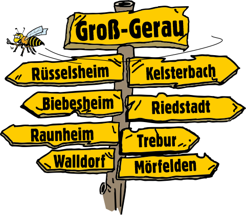 Schild Groß Gerau Rüsselsheim Kelsterbach Biebesheim Mörfelden Walldorf Trebur