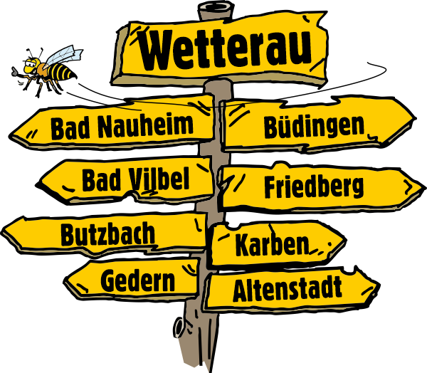 Schild Wetterau Bad Nauheim Büdingen Bad Vilbel Butzbach Friedberg Karben Altenstadt